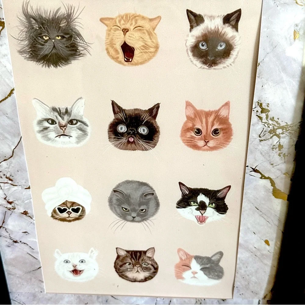 All Cats Are Good Cats Kitty Breed Canvas Print Wall Art Framed Gold Marbled